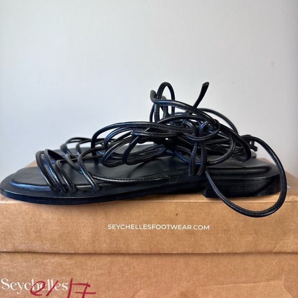 Like new Seychelles Lilac Two in Black leather lace up wrap around gladiator - Picture 8 of 10